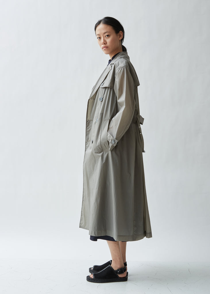 Lightweight Pleated Double Breasted Coat