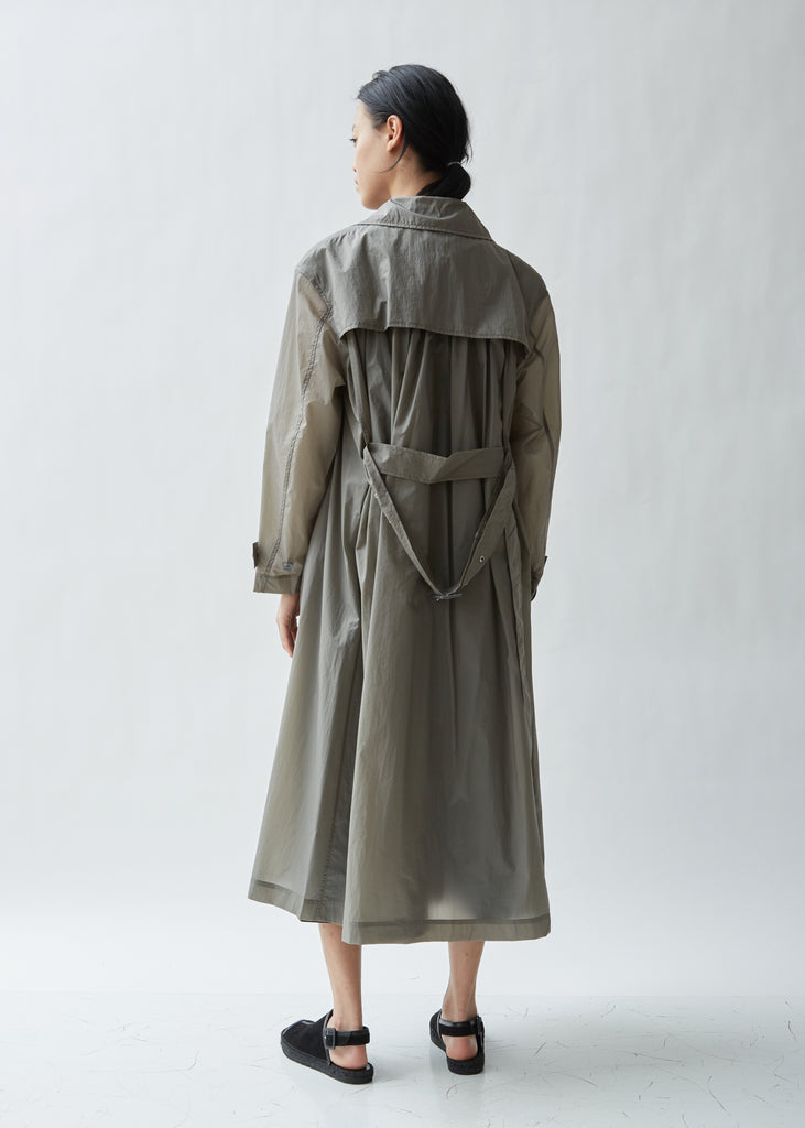 Lightweight Pleated Double Breasted Coat
