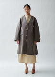 Belted Collarless Trench Coat
