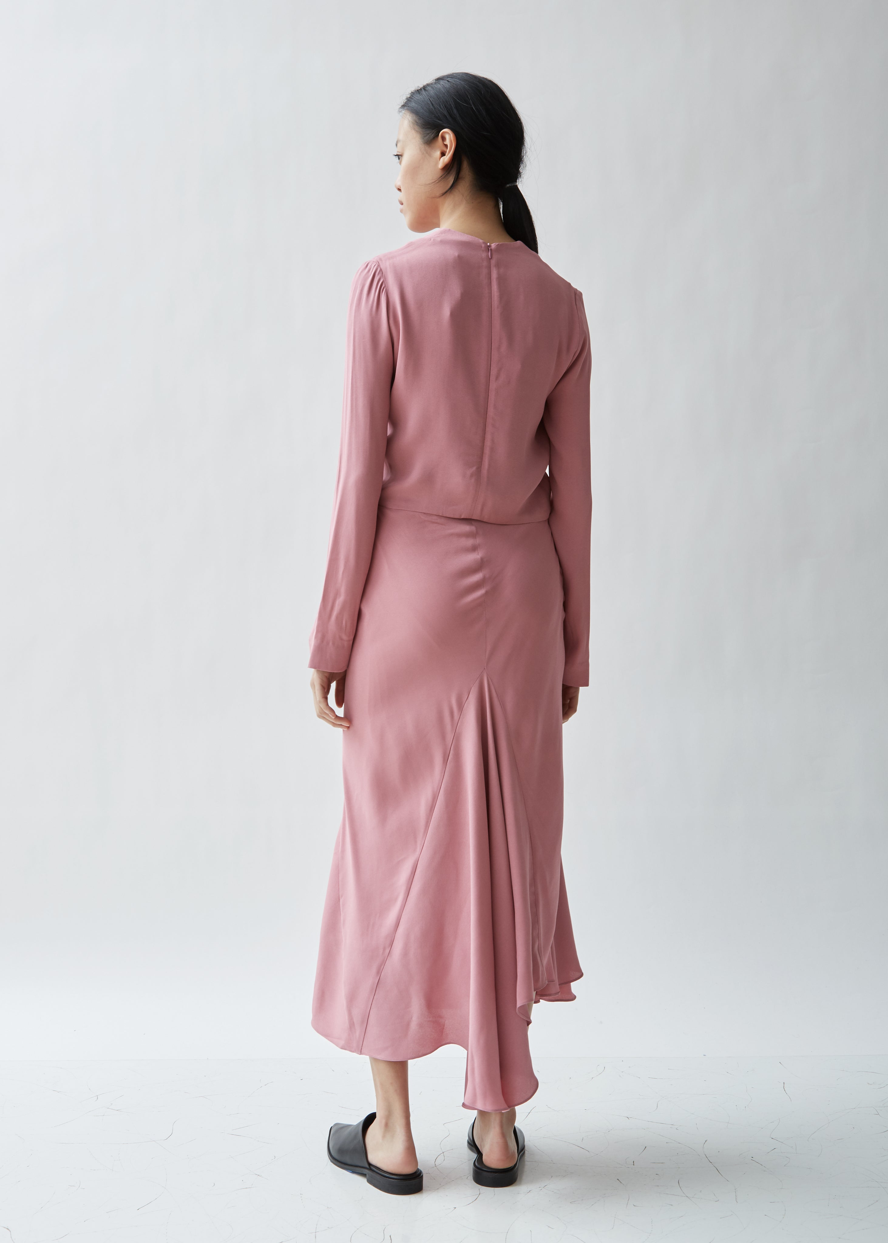 long sleeve crepe wrap dress Washed Satin Crepe Wrap Dress Shop Ahri