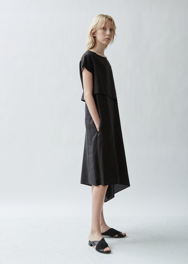 Asymmetrical Sleeveless Cape Dress
