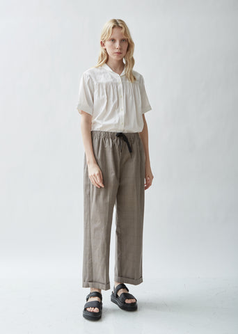 Plaid Cotton Wide Leg Pants