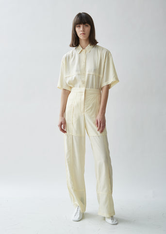 Paneled Fluid Loose Leg Trousers