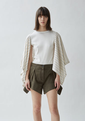 Stripe Contrast Draped T-shirt