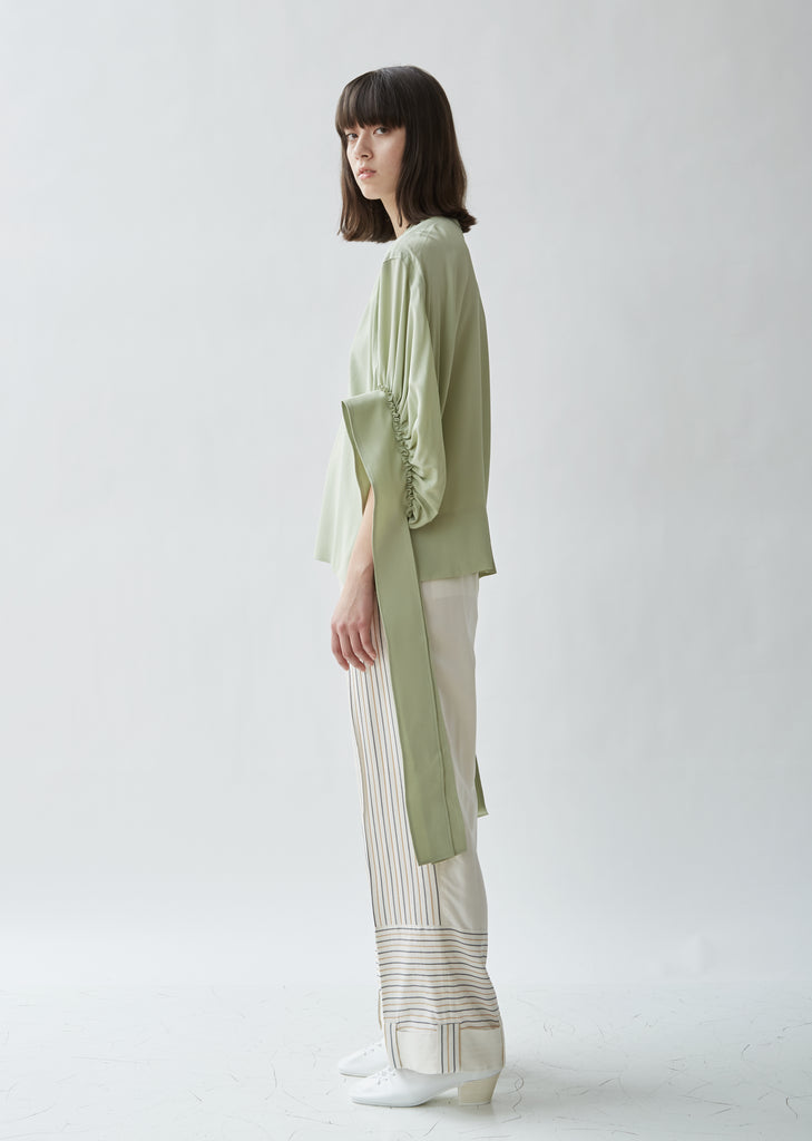 Exaggerated Ruched Sleeve Top