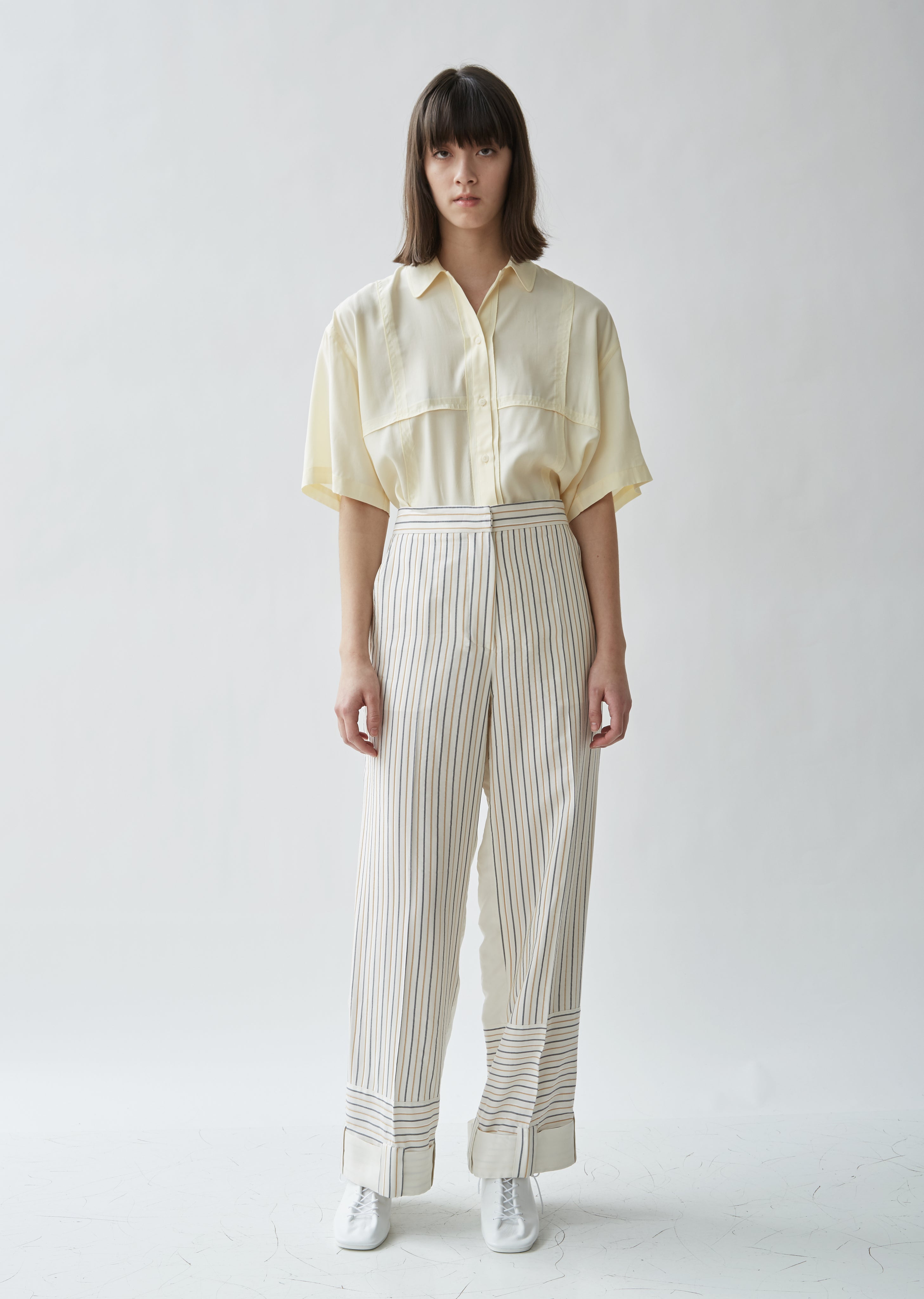 Stripe Contrast Panelled Trousers – La Garçonne