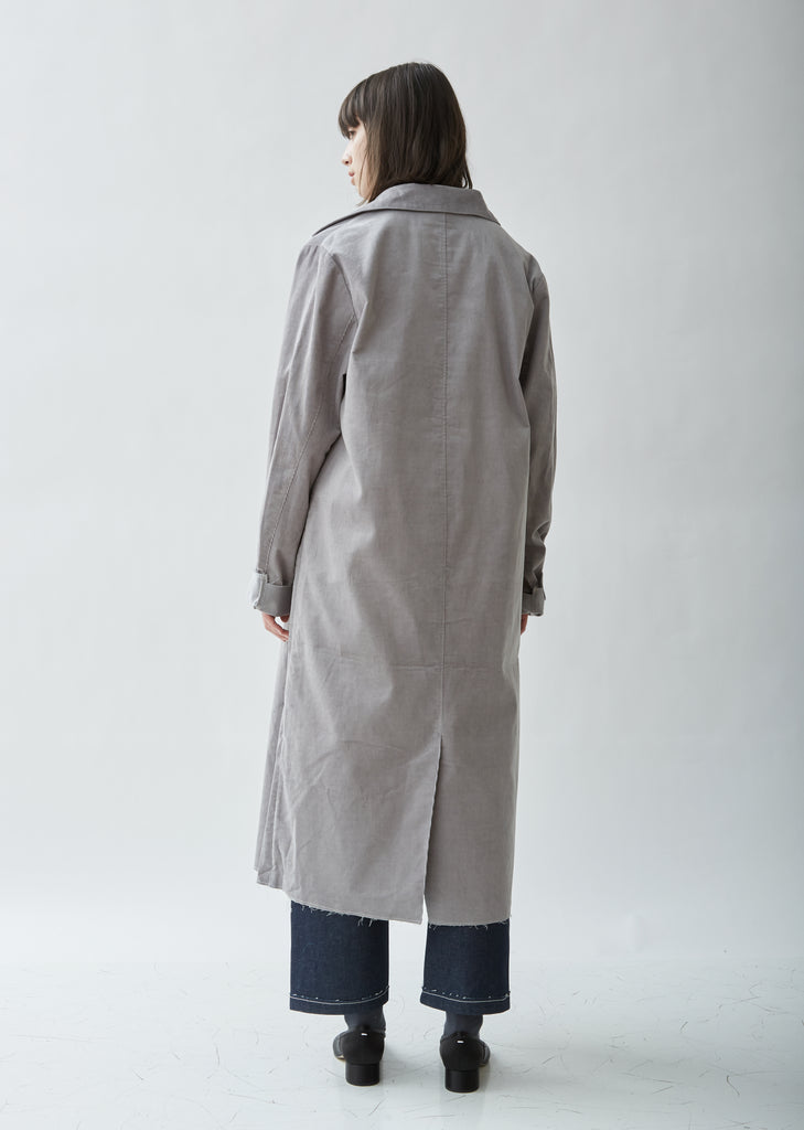 Grey Cotton Corduroy Overcoat