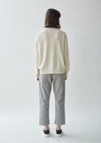 Cable Trim Cotton & Wool Sweater