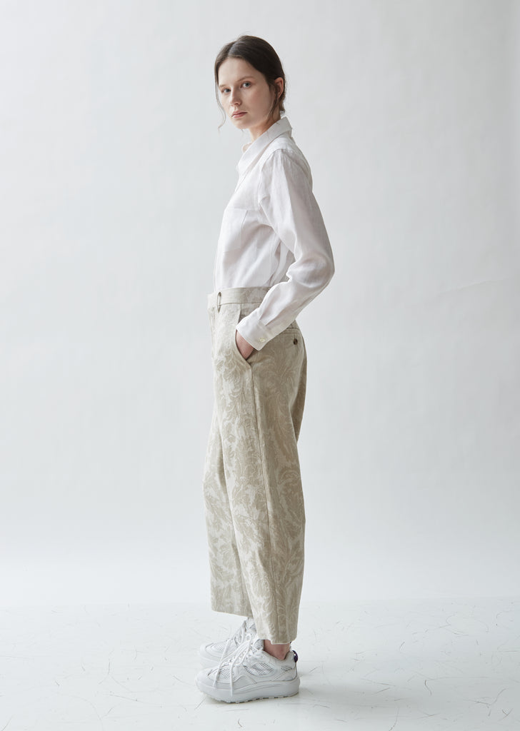 Linen Jacquard B Pattern Trousers