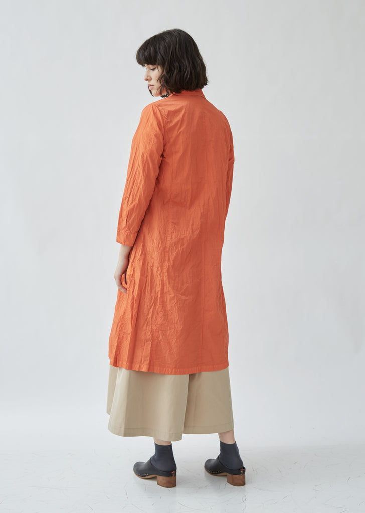 Plant Dyed Round Collar Long Coat