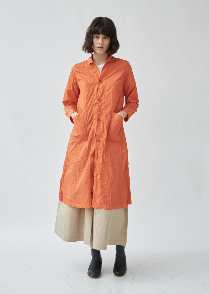 Plant Dyed Round Collar Long Coat