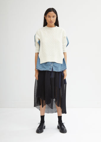 Denim Cable Knit Combo Top