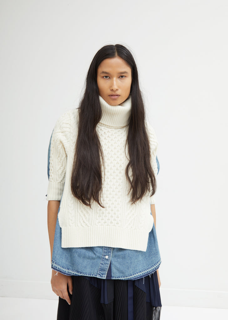 Denim Cable Knit Combo Top