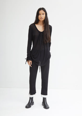 Cropped Trousers With Raw Edge Cuffs