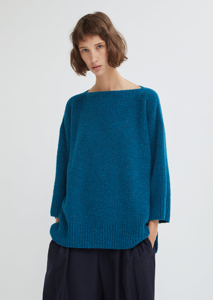 Boucle Knit Crew Neck Sweater