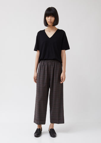 Tropical Wool Cuffed Wide Leg Pull-On Trousers