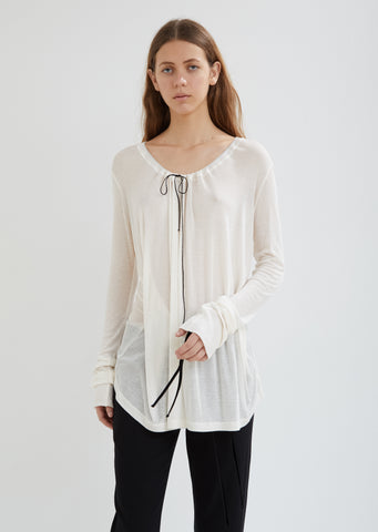 Drawstring Scoop Neck Top