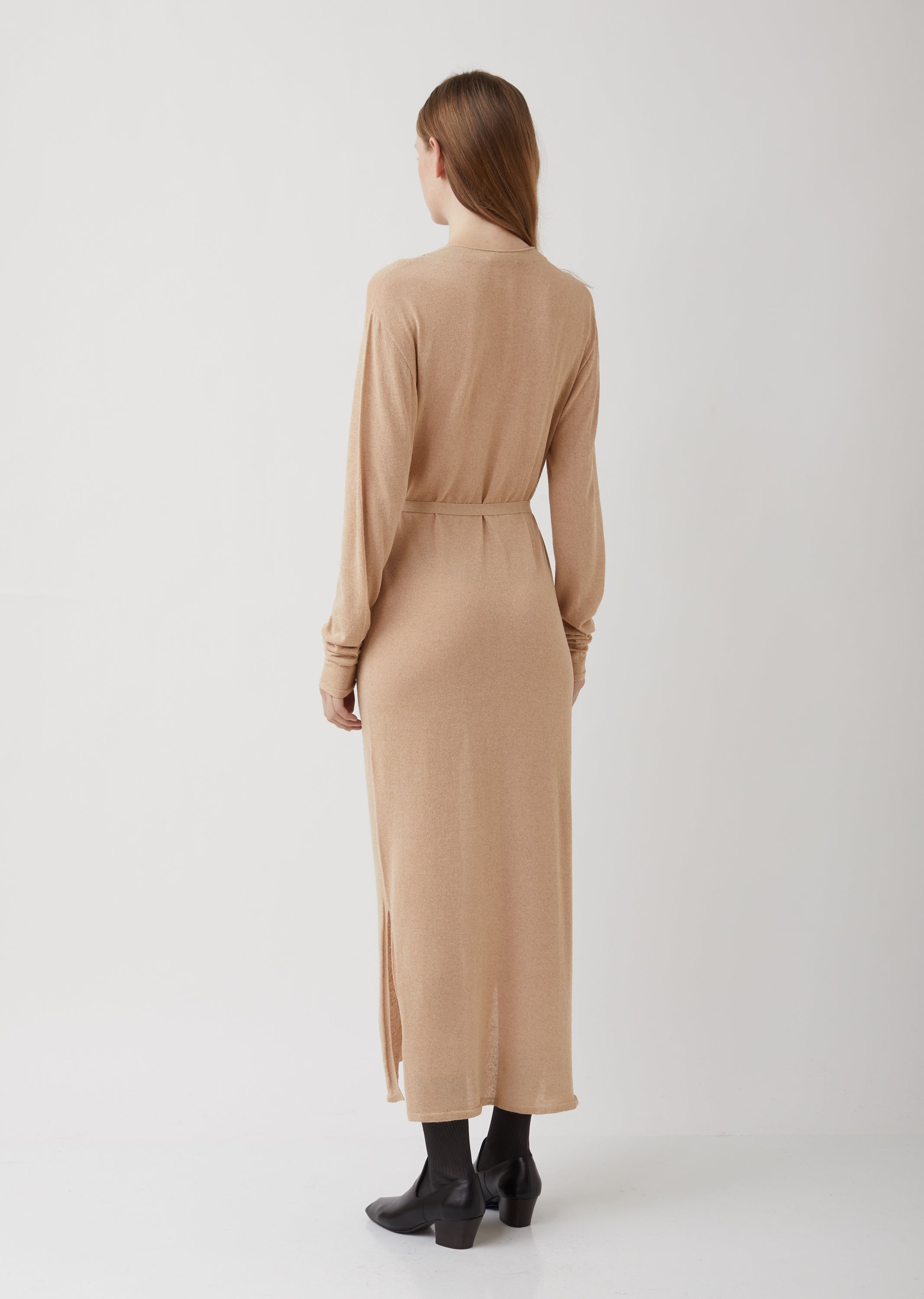 Ginger Beige Viscose-Linen Cardigan Dress La Garonne Ginger Beige Viscose-Linen Cardigan Dress La Garonne