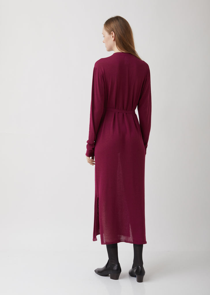 Magenta Viscose-Linen Cardigan Dress