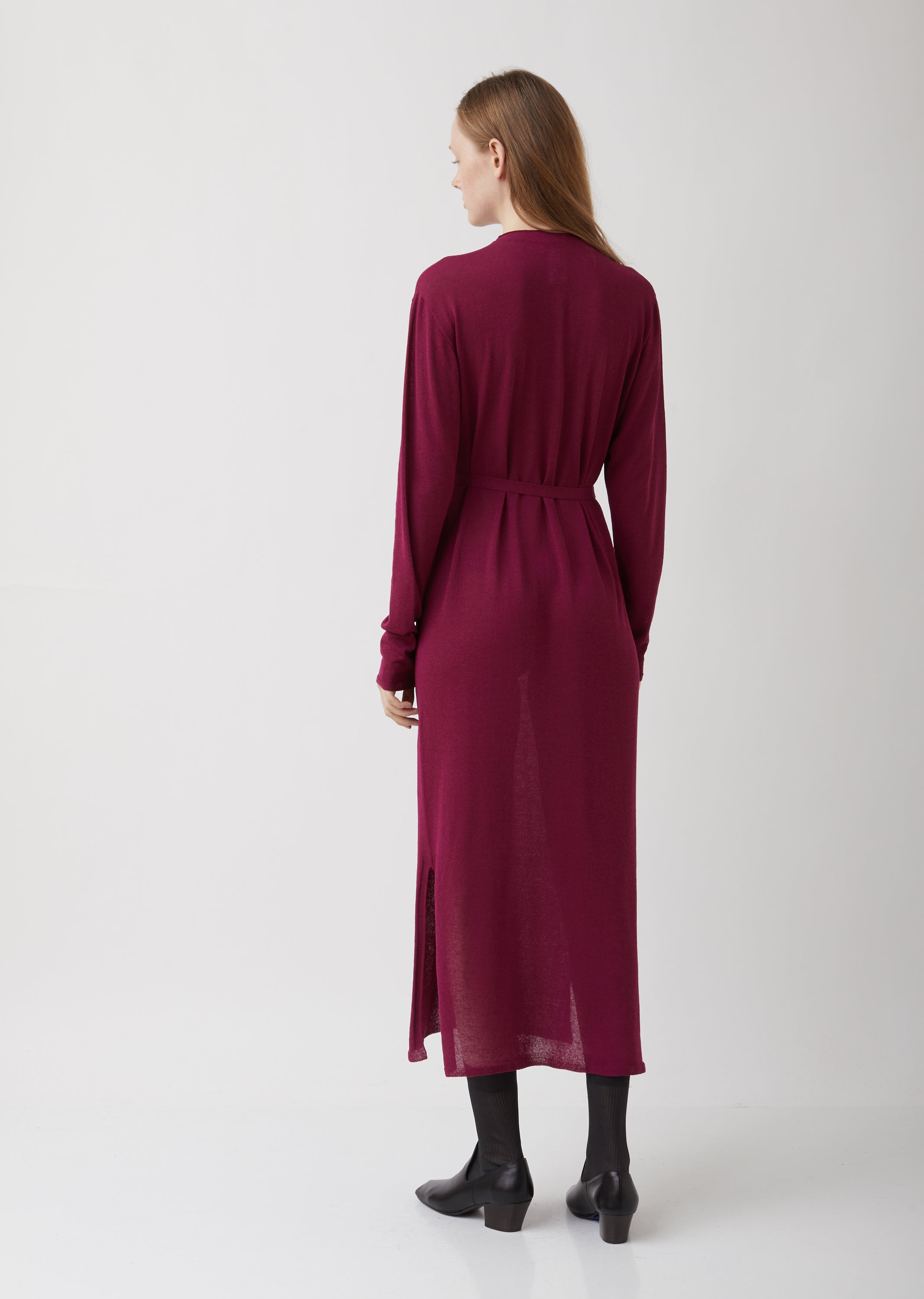 Magenta Viscose-Linen Cardigan Dress La Garonne Magenta Viscose-Linen Cardigan Dress La Garonne