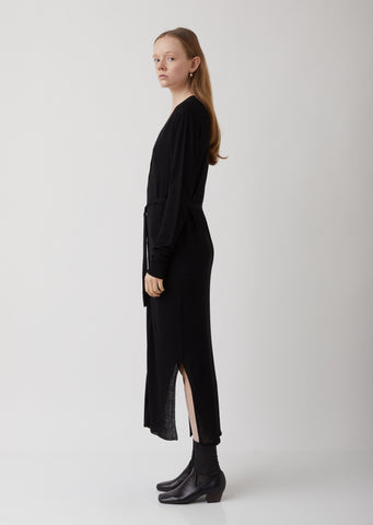Black Viscose-Linen Cardigan Dress