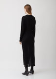 Black Viscose-Linen Cardigan Dress