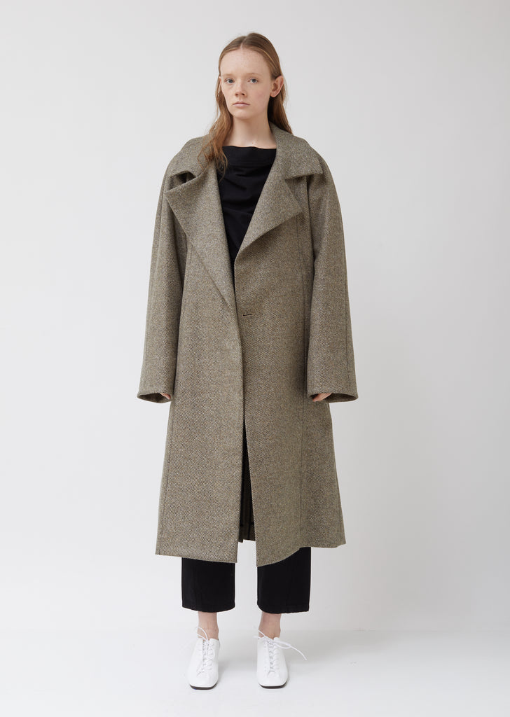 Asymetrical Wool Wrap Coat