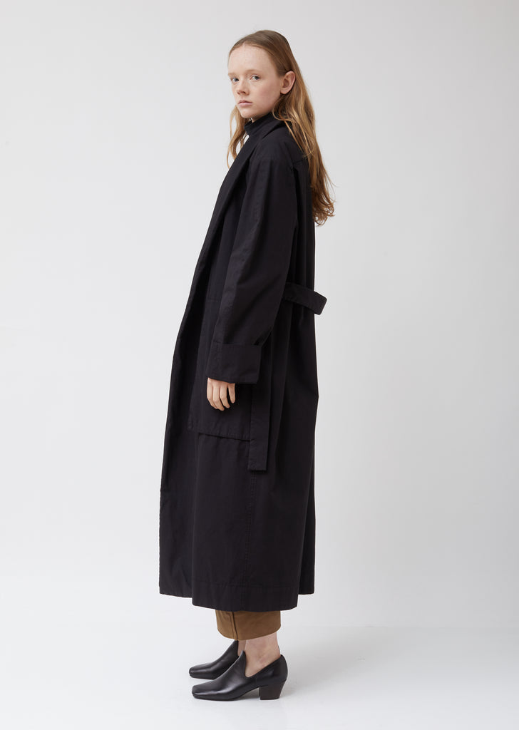 Black Twill Maxi Coat