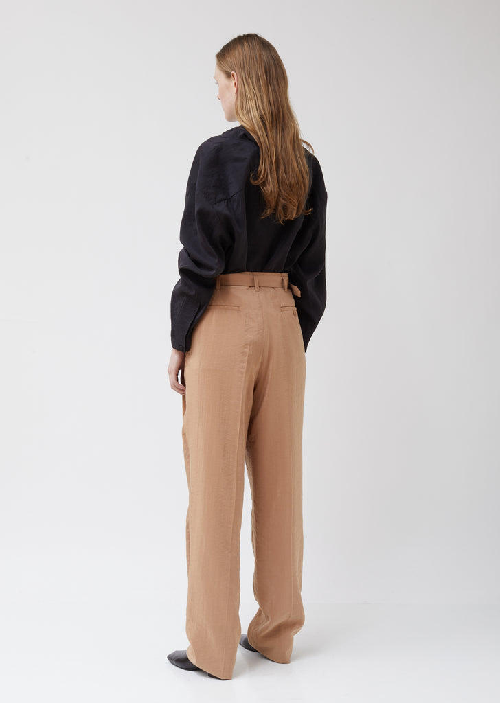 Silk Blend Pleated Trousers