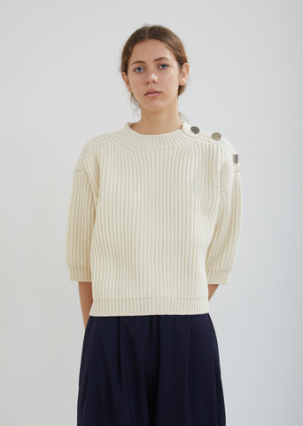 Moore Shoulder Buttoned Crew Neck Sweater