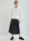 Pleated Wool Check Skirt
