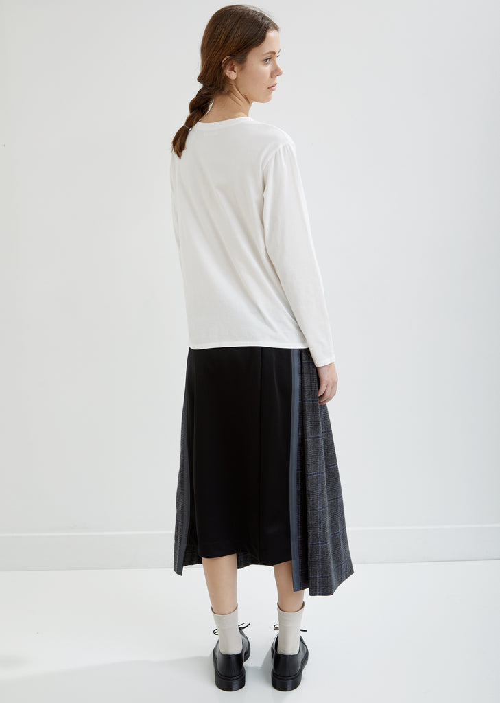 Pleated Wool Check Skirt