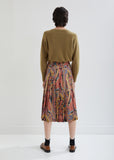 Paisley Pleated Poplin Skirt