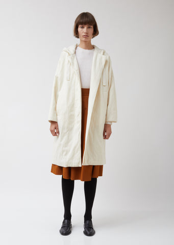 Cream Wool Hooded Coat