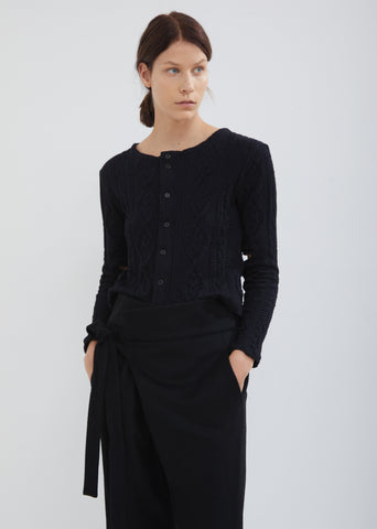 Round Neck Cable Cardigan