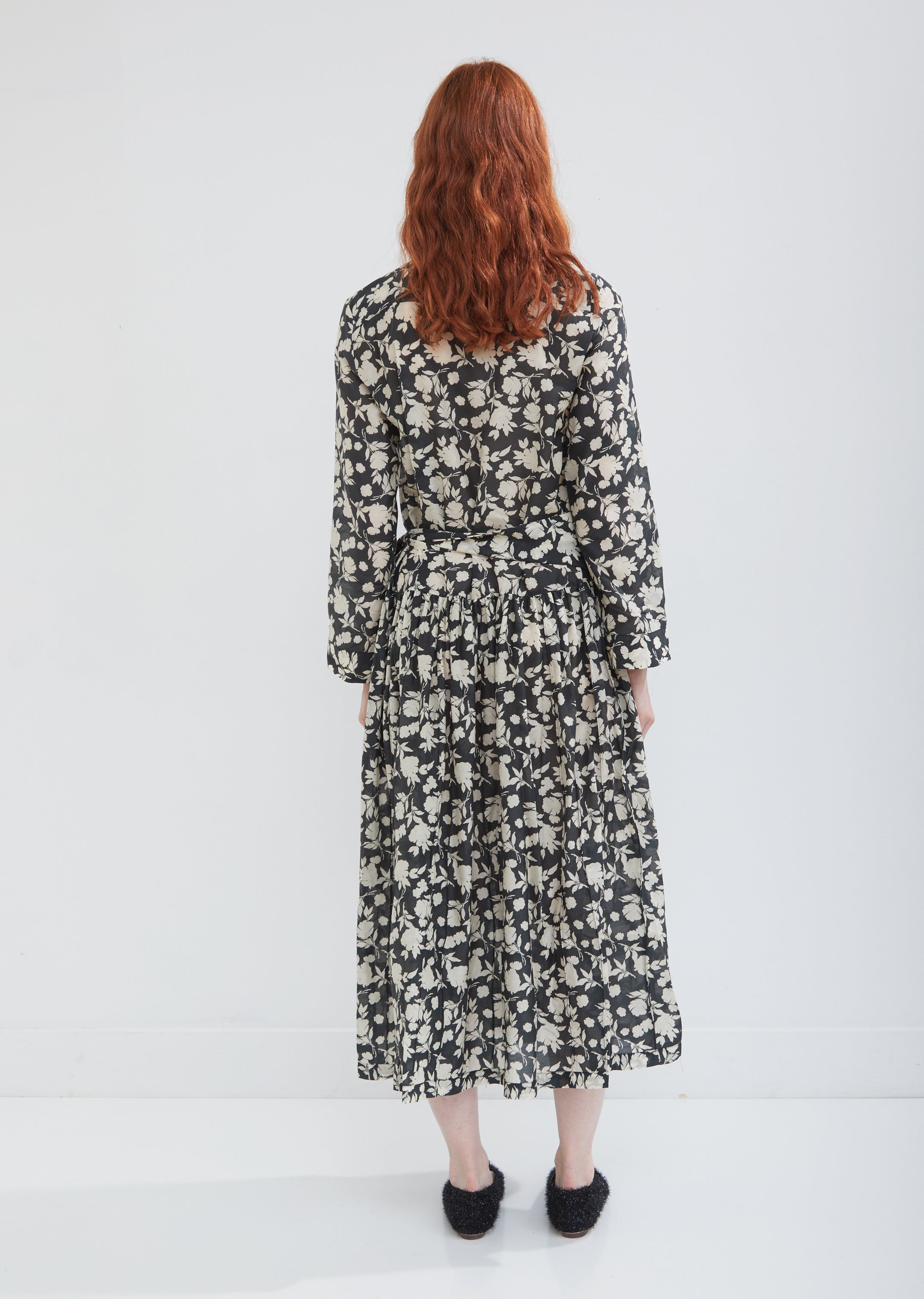 flower shirt dress zara FLORAL PRINT BELTED MIDI DRESS - Multicolored