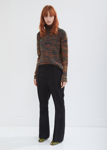 Tropical Wool Flared Trousers