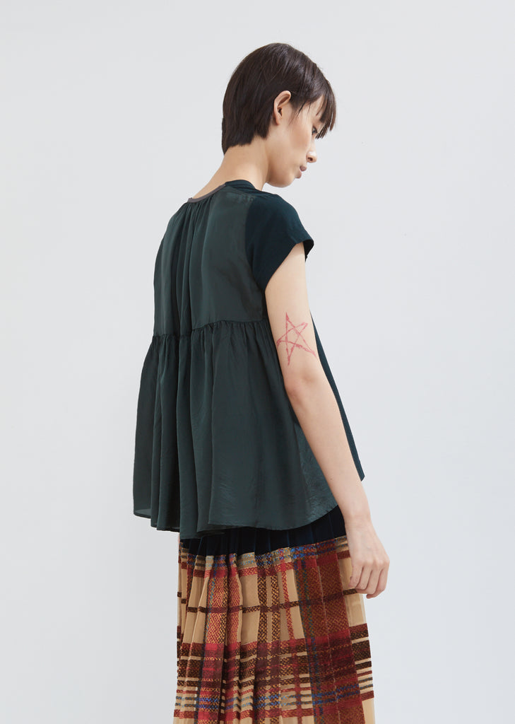 Cotton Pleated Back T-Shirt