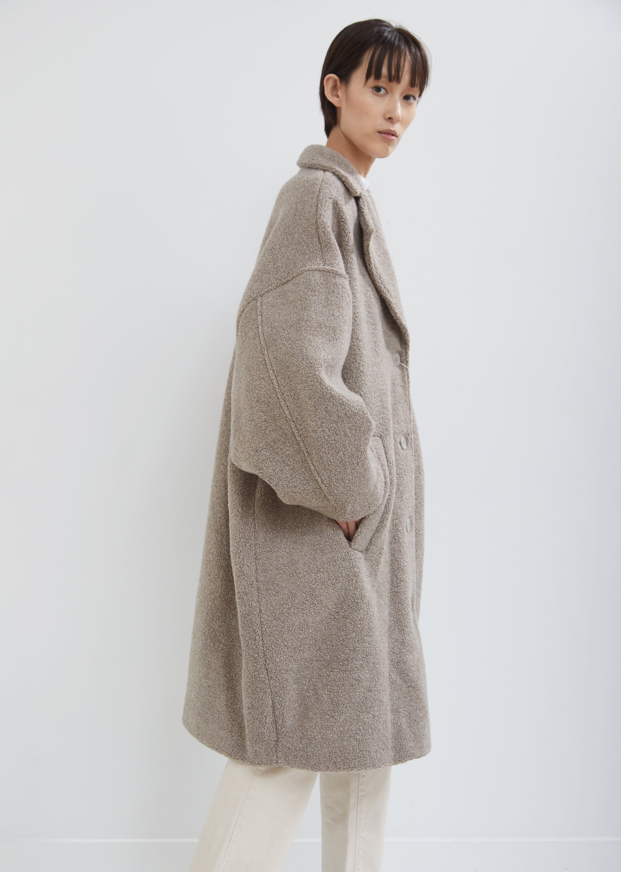 Boucle Single Breasted Coat by MM6 Maison Margiela- La Garçonne Boucle Single Breasted Coat by MM6 Maison Margiela- La Garçonne