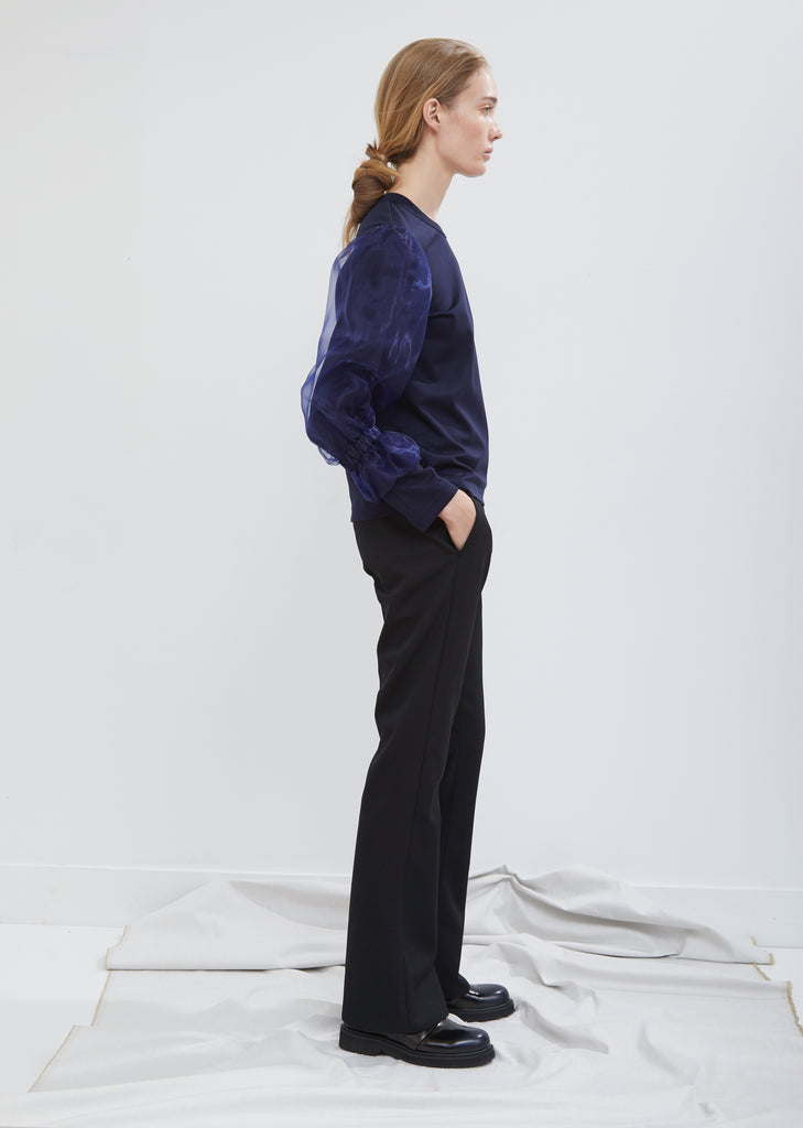 Ponte and Organdy Long Sleeve Top