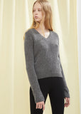 Aetra Cashmere Blend V-neck Sweater
