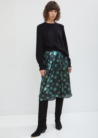 Prehnite Printed Silk Skirt