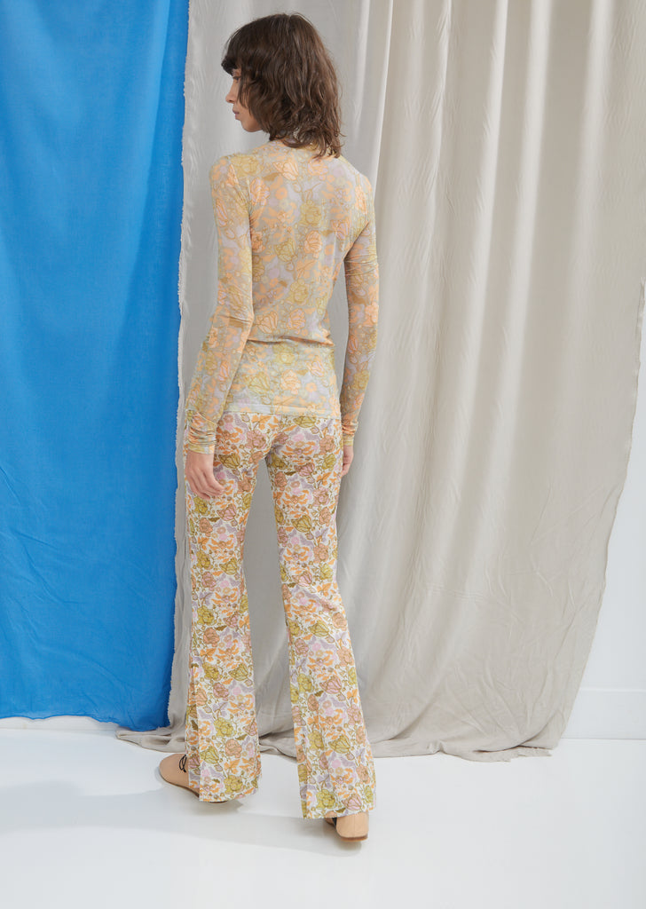Lurex Flared Floral Trousers