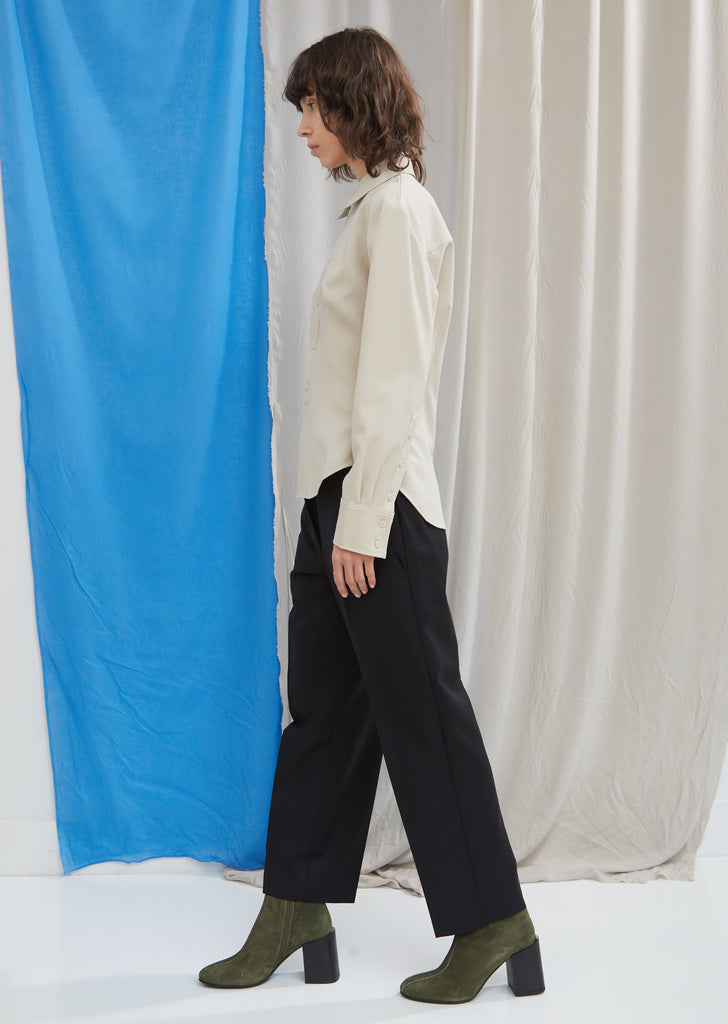 Wool Mohair Cropped Trousers