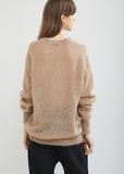 Oversized V-Neck Brushed Mohair Sweater