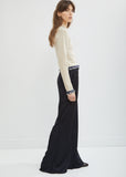 Long Fluid Trousers With Scalloped Seams