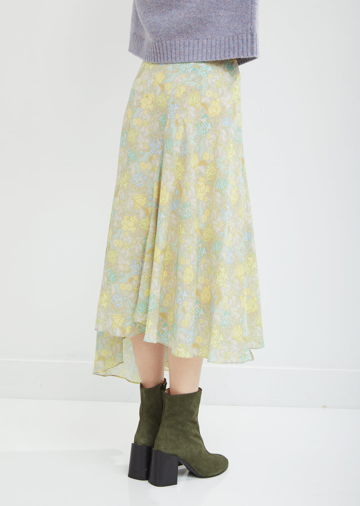 Floral Print Asymmetrical Skirt