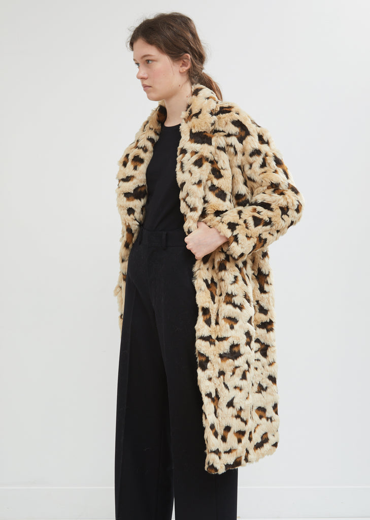 Jacquard Cheetah Faux Fur Coat