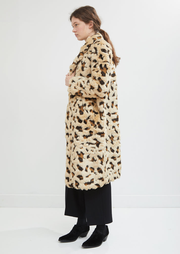 Jacquard Cheetah Faux Fur Coat