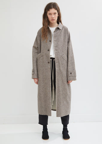 Light Wool Herringbone Coat